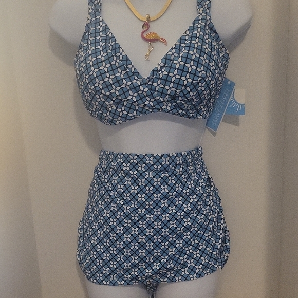 Draper James Blue and White Retro Bikini - Picture 1 of 8